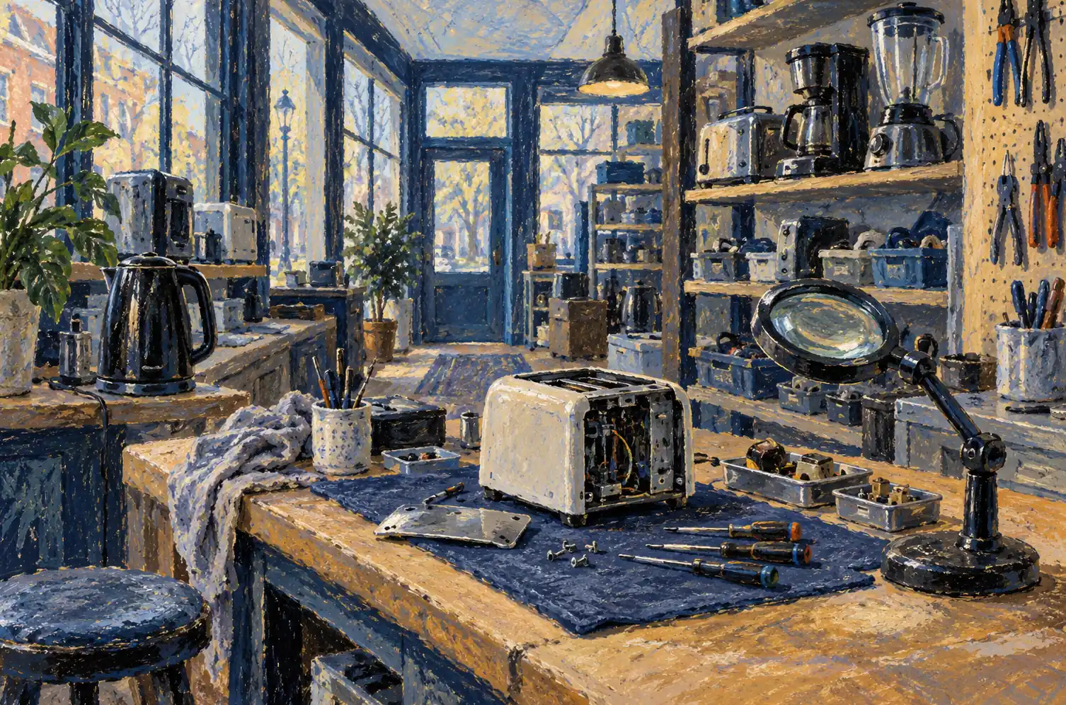 Illustration of repair businesses and their working space