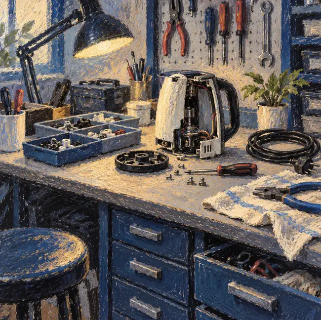 Illustration of repair businesses equipment and workspace